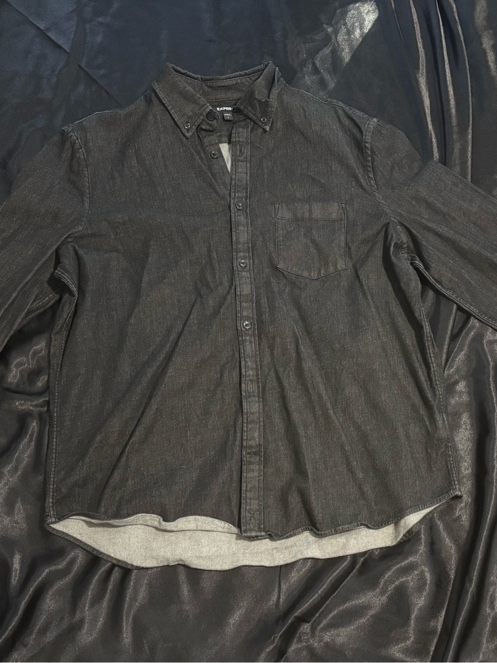 Express Men’s Black Button-Down Denim Shirt